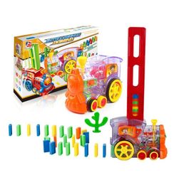 60 pcs Electric Domino's Train Set Rainbow Plaats het Domino Model Duplo Games Educatief speelgoedcarspeelgoed voor kinderen Fridends7211734