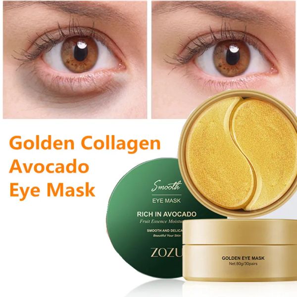 60pcs Masque pour les yeux Collagène Anti Dark Circles Bages pour les yeux Avocado Golden Hydrating Anti Rinkle Patches Produits de soins de la peau
