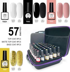 60 stcs gel nagellak set naakt glitter semi permanent UV LED -kunst hybride varnissen basis top jas nagels5280961