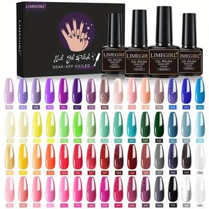 Ensemble de démarrage de vernis à ongles de 60pcs - Glue UV / LED Blue, bleu brillant jaune - vernis à ongles semi-permanent pour le salon à domicile DIY - Cadeau parfait pour les filles!