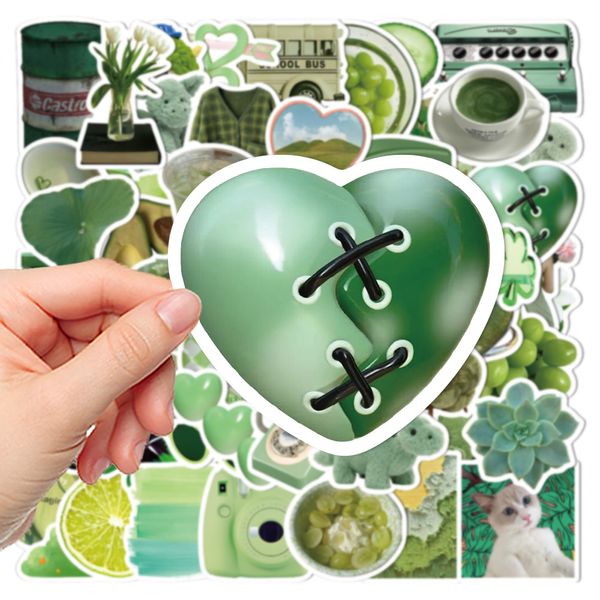 60PCS Ins Vert Graffiti Autocollants Pour Skateboard Voiture Ordinateur Portable Ipad Vélo Moto Casque PS4 Téléphone Enfants Jouets DIY Stickers Pvc Bouteille D'eau Valise Décor