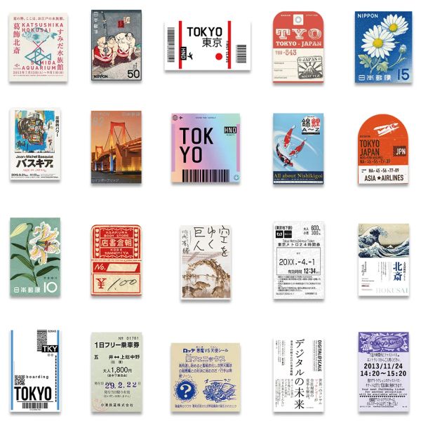 60pcs Ticket de carte postale japonaise Style Style Stagser Sticker Stationerner Travel Journal Bangage Stickers Wholesale Stickers Stickers