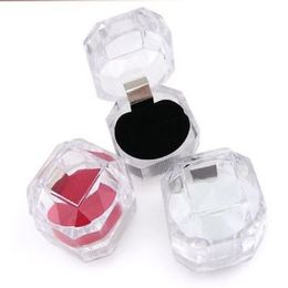 60 pcs Lot Acryl Crystal Clear Ring Box Transparant 3color Box Stud earring sieraden cadeauboxes sieraden verpakking270a