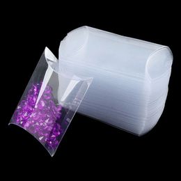 60pcs / lot boîte de bonbons boîte transparente oreiller forme boîte d'emballage PVC en gros boîte-cadeau sacs pour fournitures de fête de mariage faveur décor 231220