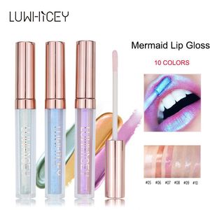 60 stks / partij DHL Crystal Glow Lip Gloss Laser Holografische Lip Tattoo Vloeistof Lipstick Zeemeermin Pigment Glitter Lip Gloss Metallic Make-up