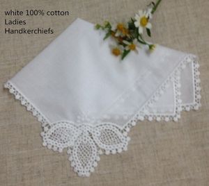 Ensemble de 12 mode mariage mouchoir de mariée blanc dentelle de dentelle de coton bordure Hankies Hanky ​​pour les cadeaux de mariée