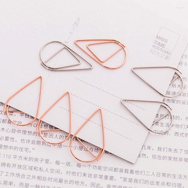 60 Pcs/lot métal matériel goutte forme trombones couleur or argent drôle signet bureau Shool papeterie marquage Clip