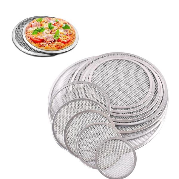 60 Pcs/Lot antiadhésif Pizza écran Pan plateau de cuisson filet en métal nouveau sans soudure en aluminium filet en métal ustensiles de cuisine outils de cuisine Pizza 6-22 pouces