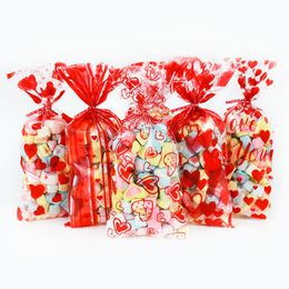 60pcs / lot coeur rouge amour conception sac de bonbons plastic