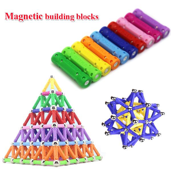 Blocs de Construction magnétiques 60 pièces aimant jouet bâtons boules en métal Construction bricolage jouets pour enfant bâton jouet préféré