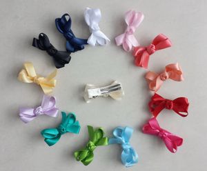 Mini Haaraccessoires Satijn Lint Bogen Clips Overdekte Lined Double Prong Duckbill Alligator Haarspeld Boutique Baby Meisje Hoofddeksels FJ3238