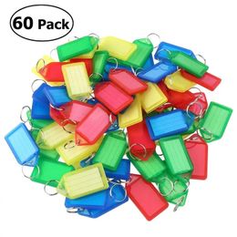 Étiquettes porte-clés en plastique multicolores, avec anneaux, accessoires d'intérieur, couleur aléatoire, 60 pièces, 240104