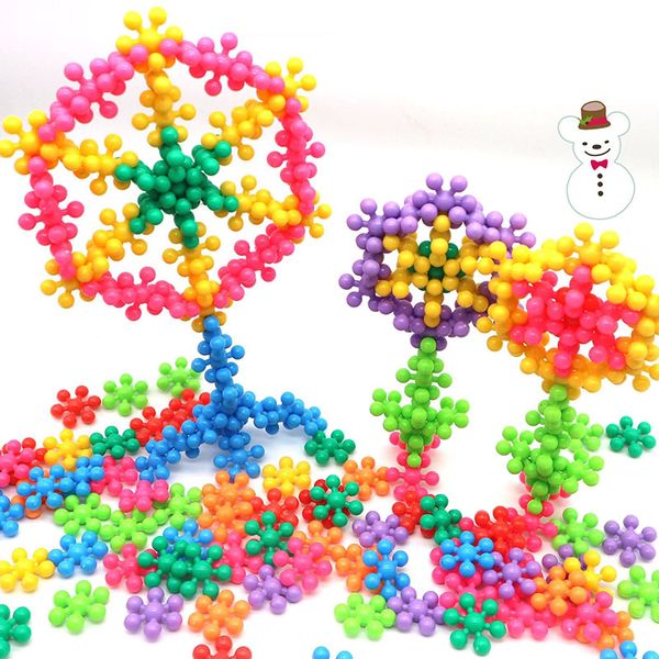 Blocs de construction en fleurs de prunier, 60 pièces, briques, flocon de neige 3D, jouets éducatifs pour bébés et enfants, jouets Puzzle à emboîter, bricolage