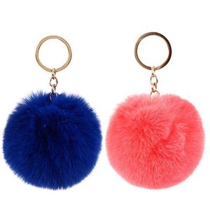 60 stks pompom sleutelhanger bulk pom ballen pluizig sleutelhanger vrouwen sleutelhangers voor auto tas sleutels accessoires faux konijnenbont sleutelhanger H0915