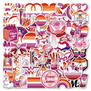 60 stks paarse lesbische trots sticker meisjes houden van sticker vinyl waterdichte speelgoedstickers voor laptop waterfles computer skateboard