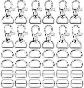 60 stcs Purse Hardware Keychain Hooks met D -ringen ingesteld voor tas maken Lanyard Snap Hooks Metal Swivel Clasps met schuifbespoel