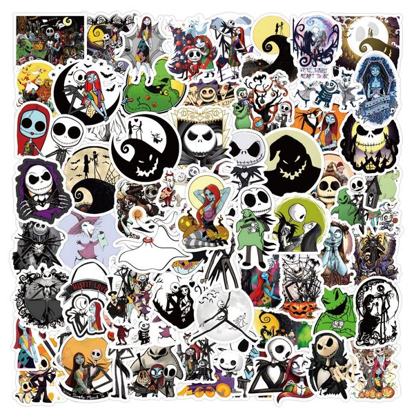 60 pièces Sally Jack Skellington autocollants dessin animé cauchemar avant noël Oogie Boogie Halloween Graffiti autocollant enfants autocollant jouet décalcomanies bricolage