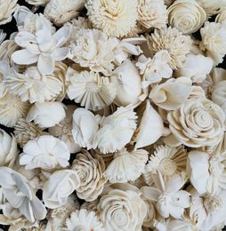 60pcs Sola Wood Flower Assortiment Fleurs en bois Fleur artificielle pour décoration Y11283723945