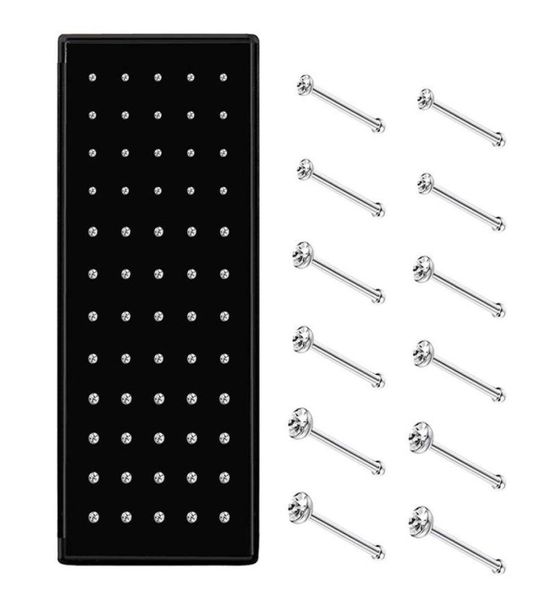 60 piezas de tachuelas de nariz de acero inoxidable anillos Piercing Pon joyería de cuerpo 15 mm de 2 mm 25 mm9837746