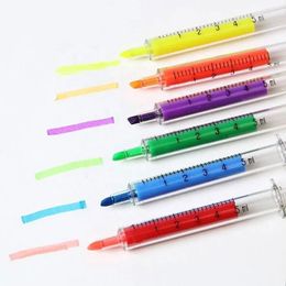 60pcs Syringe Highlighter Pen Syringe Forme d'aiguille Mécanique stylo Ballpoint Ball pour l'outil d'écriture de marqueur de l'école 240425