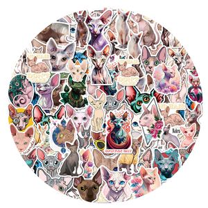 60 STKS Waterdichte Sphynx Kat Stickers Graffiti Patches Haarloze Kat Decals voor Auto Motor Fiets Bagage Skateboard en Huishoudapparatuur Sticker