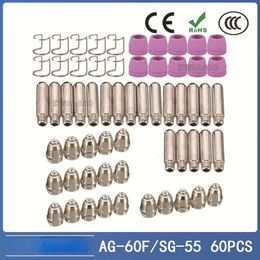 Consommables WSD60 AG60 SG55 60A, accessoires de découpe Plasma, Kit de buse de pointe d'électrode de torche, soudeur à 60 pièces