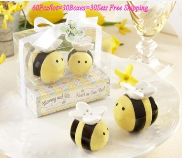 60PCSLOT30SETS CADEAU BOB BABY Shower Mommy et moi Sweet As Can Bee Honey Bee Salt and Pepper Shakers Baby Favoule for Baby Birthday Pa8882244