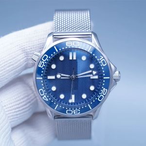 60e verjaardag James Bond 42 mm automatisch mecheAncal bezelheren horloges kijken blauwe wijzerplaat roestvrijstalen band keramische roteerbaar