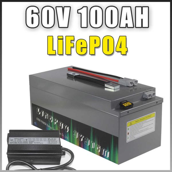 60V 100AH LiFePO4 Batterie 60V 8000W 10000W Voitures électriques Electir vélo scooter LiFePO4 Batterie Pack