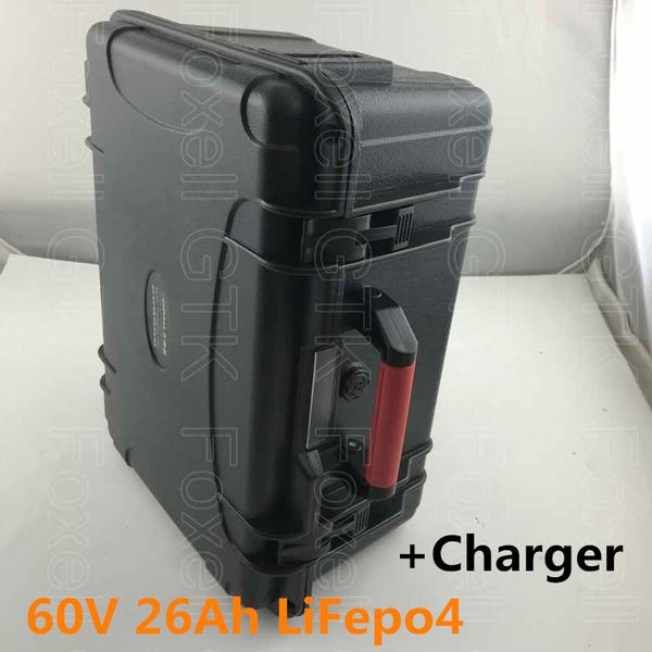 Batterie 60V 20Ah 26Ah 30Ah LiFePO4 pour outil électrique de voiture de tourisme, coupe-herbe e-scooter stockage d'énergie + chargeur 73V