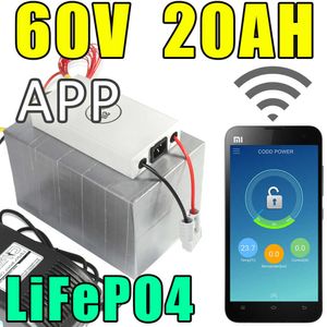 60v 20ah lifepo4 batterij-app Bluetooth mobiele telefoon elektrische fietsaccu 60V scooterbatterij