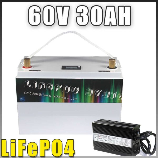Batterie 60V 30AH LiFePO4 IP68 étanche 60V Tricycle moto vélo électrique 60V LiFePO4
