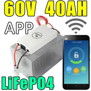 60V 40AH LIFEPO4 APP BATTERIE RÉLOCIÉTÉ BLUETOOTH Énergie solaire électrique Batterie Batterie Scooter Ebike 2000w