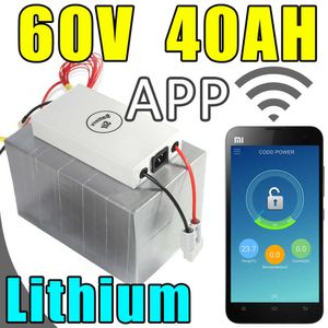 60v 40ah batterie au lithium app télécommande Bluetooth vélo électrique batterie à énergie solaire pack scooter ebike 3000w