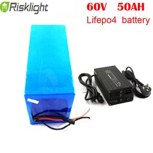 Batterie Lifepo4 rechargeable 60 v 50ah batterie au lithium 60 volts pour e-scooter/système solaire/e vélo avec chargeur 5A