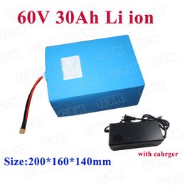 60v 62.9V 30Ah lithium ion batterij 30A ontlading accu met BMS voor 1500W 2000W elektrische voertuig ebike + 3A lader