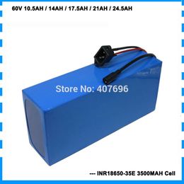 Batterie de vélo 60V E 60V 10.5AH 14AH 17.5AH 21AH 24.5AH utilisation de la batterie au lithium pour cellule samsung 3500mah avec chargeur BMS 2A