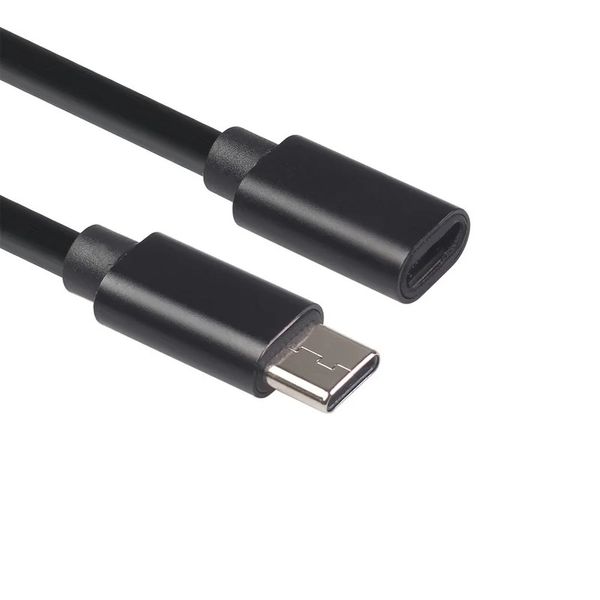 60W 3A 0.5/1/1.5 M USB C Tipo-C Cable de extensión Tipo-C Macho a Hembra Cable de extensión Cable de alambre de cargador extensor dorado