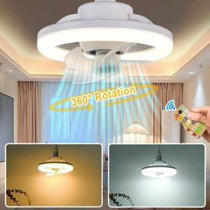 60W plafondventilator E27 met LED -licht en afstandsbediening 360 ° Rotatie Koeling Elektrische ventilatorlamp Kroonluchter voor kamer Decor