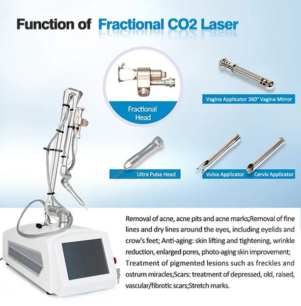 Machine fractionnelle de laser de CO2 de 60W pour le resurfaçage de peau et le serrage de peau enlèvement de cicatrice de tube en métal de rf serrage vaginal