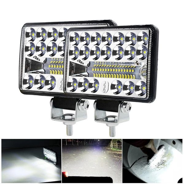 Luz LED de trabajo con faro doble cuadrado de 60W y cuatro pulgadas para DC12-80V, motocicletas, coches, vehículos todo terreno y vehículos todoterreno