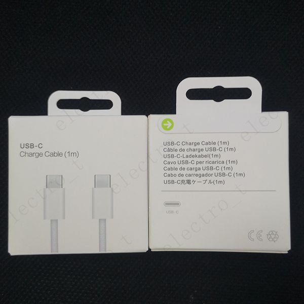 Câbles PD 60W pour iPhone 15 Charge rapide USB C vers câble tressé de type C Cordons de charge Cordon de chargeur rapide Câble de données 1M iPhone Samsung Xiaomi Huawe avec boîte de vente au détail MQ100