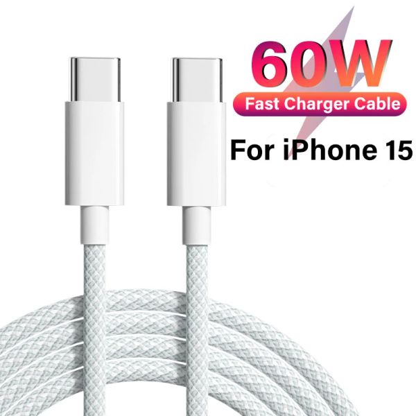 60W PD chargeur rapide USB-C câble d'origine pour iPhone 15 Pro Max Type C-C fil Xiaomi Redmi Huawei câble de charge rapide