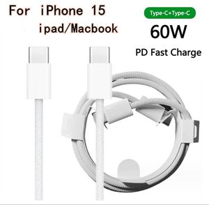 60W PD Type-c naar kabel voor Iphone 15 Boek Ipad Pro Snellaadkabels voor Samsung Xiaomi Huawei Data 1M Draad Type C Beste kwaliteit met doos