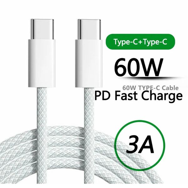 Le plus nouveau câble de données 60W PD USB C vers USB C pour téléphone Samsung Xiaomi 15 câble de charge rapide de Type C