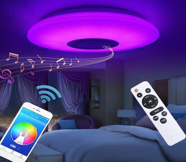 60W RGB Instalación empotrada Circular Starlight Music Luz del techo LED con altavoz Bluetooth Dimmable ColorChanging Lamp9891903