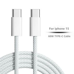 60W USB C-C gevlochten oplaadkabel voor iPhone 15 Type C 20V 3A snellaadsnoer