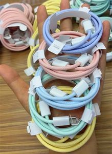 El cable trenzado colorido de la carga de 60W USB C-C para el tipo cable de carga rápido del iPhone 15 del cargador 3A de C 20W