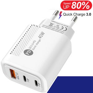 60W USB Charger 3 Port Snel opladen Snel opladen 3.0 voor iPhone 14 13 12 Xiaomi 11 Huawei Samsung Portable Mobile Phone Charger