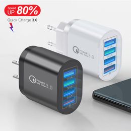 Chargeur USB 60W Charge rapide Chargeur 4USB Charge rapide 3.0 Pour iPhone 14 13 Xiaomi Samsung Chargeurs de téléphones portables rapides